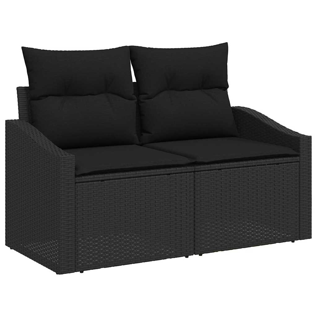 Garten-Sofa-Set mit Speicher 6 pcs Schwarz Poly Rattan
